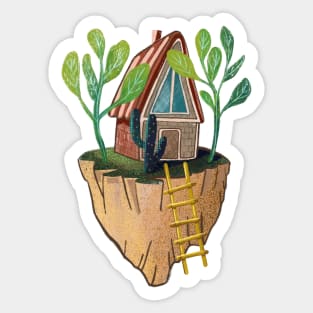 tiny flying house Sticker